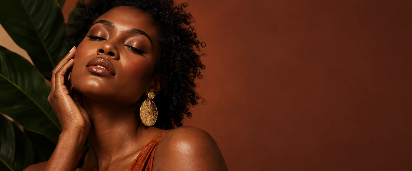 Retrato de beleza de mulher negra com cachos naturais